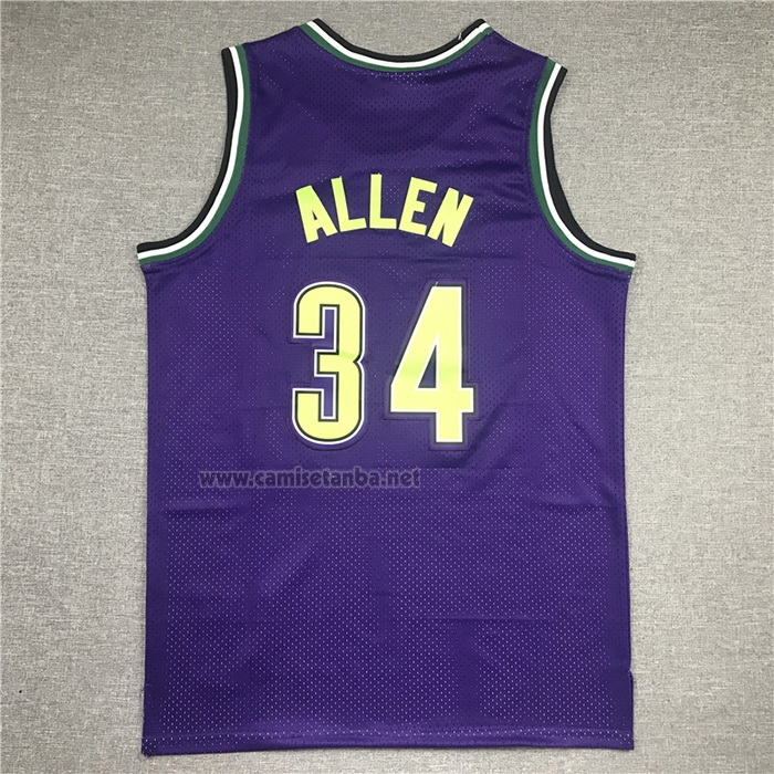 Camiseta Milwaukee Bucks Ray Allen #34 Mitchell & Ness 1996-97 Violeta